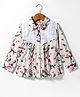 Hugsntugs Cotton Full Sleeves Floral Printed Shirt Style Top - White