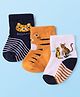 Cute Walk By Babyhug Knit Ankle Length Anti-Bacterial Socks with Animal Design Pack of 3 - White & Tan