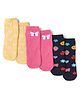 Cute Walk By Babyhug Knit Ankle Length Anti-Bacterial Socks with Floral & Butterfly Design Pack of 3 - Yellow & Pink