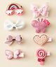 Babyhug Hair Clips with Butterfly Bow Heart Applique Pack of 8 - Multicolor