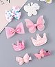Babyhug Hair Clips with Butterfly Bow Applique Pack of 8 - Multicolor