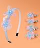Babyhug Hair Accessories Combo Set with Floral & Diamond Applique - Light Blue