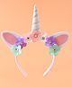Babyhug Free Size Hair Band With Unicorn & Floral Applique - Multicolour