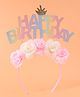 Babyhug Free Size Hair Band With Happy Birthday Text & Floral Applique - Multicolour