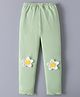 Mark & Mia Full Length Solid Legging With Floral Applique - Green