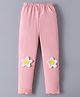 Mark & Mia Full Length Solid Legging With Floral Applique - Pink