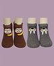 Yellow Bee Cotton Pack Of 2 Walrus & Monkey Designed Socks Set - Grey & Brown