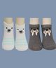 Yellow Bee Cotton Pack Of 2 Polar Bear & Walrus Designed Socks Set - White And Grey