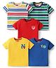Babyhug Cotton Knit Half Sleeves Striped T-Shirts with Sports Theme Print Pack of 5 - Multicolor