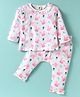 ToffyHouse Cotton Knit Full Sleeves Co-Ord Night Suit with Bunny Print - Pink & White