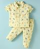 ToffyHouse Cotton Knit Half Sleeves Co-Ord Night Suit With Animal Print - Lemon Yellow