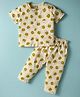 ToffyHouse Cotton Knit Half Sleeves Co-Ord Night Suit With Honeybee Print - Lemon Yellow