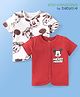 Babyoye Disney Interlock Knit Half Sleeves Mickey & Friends Printed Jhablas Pack of 2 - Red & White