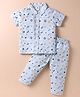 ToffyHouse Cotton Knit Half Sleeves Co-Ord Night Suit with Space Print - Light Blue