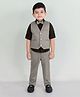 MASHUP Cotton Full Sleeves Textured 3 Piece Party Suit Set - Grey
