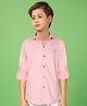 MASHUP Cotton Full Sleeves Swiss Dot Embroidered Shirt - Peach