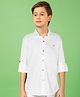 MASHUP Cotton Full Sleeves Swiss Dot Embroidered Shirt - White
