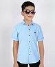 MASHUP Cotton Half Sleeves Self Design Shirt - Sky Blue