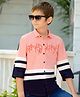 MASHUP Cotton Full Sleeves Alphabets Printed & Colour Blocked Shirt - Pink