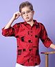MASHUP Cotton Full Sleeves Abstract Printed Shirt - Maroon