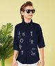 MASHUP Cotton Full Sleeves Typography Designed Shirt - Navy Blue