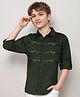 MASHUP Cotton Full Sleeves Stone Embellished Shirt- Olive Green