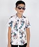 MASHUP Cotton Half Sleeves Tropical Theme Printed Shirt - White