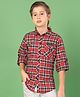 MASHUP Cotton Full  Sleeves Checked Shirt - Red