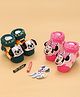 Yellow Bee Disney Pack Of 2 Mickey & Friends Featuring Minnie Mouse Applique Detailed 3D Socks - Pink & Dark Green