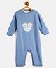 JWAAQ Cotton Full Sleeves Owl Designed Fur Detailed Winter Romper - Blue
