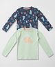 Nauti Nati Cotton Pack Of 2 Full Sleeves Animals & Text Printed Tees - Blue
