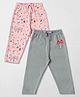 Nauti Nati Cotton Pack Of 2 Full Sleeves Animals & Mushroom Printed Pajamas - Pink & Grey