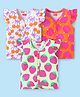 Babyhug Interlock Knit Frill Sleeves Front Open jhabla With Tropical Theme Print Pack Of 3 - Orange White & Light Green