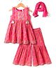 Babyhug Cotton Woven Sleeveless Floral Printed Kurti & Gharara Set with Dupatta - Dark Pink
