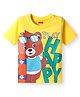 Babyhug Cotton Knit Half Sleeves T-Shirt Animal Print - Yellow