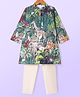 Babyhug Woven Full Sleeves Kurta Pyjama Set Forest Print - Dark Green