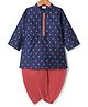 Babyhug Woven Full Sleeves Foil Printed Embroidered Kurta Dhoti Set - Blue & Red