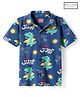 Babyhug Cotton Knit Half Sleeves Shirt with Dino & Surfing Theme Print - Navy Blue