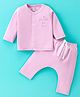 I Bears Interlock Knit Full Sleeves Night Suit With Text Embroidery - Lilac