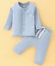 I Bears Interlock Knit Full Sleeves Night Suit With Text Embroidery - Light Blue
