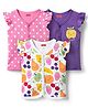 Babyhug 100% Cotton Interlock Knit Front Open Frill Sleeves jhablas With Polka Dots & Tropical Theme Print Pack Of 3 - Pink White & Purple