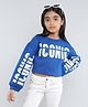 Taffykids Looper Full Sleeves Iconic Text Printed Crop Tee - Blue
