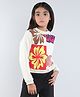 Taffykids Fleece Full Sleeves Floral Printed Cut & Sew Sweatshirt - Beige & Multi Colour