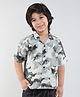 Taffykids Half Sleeves Camouflage Printed Oversized Shirt - Green & Grey