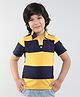 Taffykids 100% Cotton Half Sleeves Colour Blocked Polo Tee - Navy & Yellow