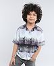 Taffykids Rayon Half Sleeves Tie Dye Oversized Shirt - Brown & Multi Colour