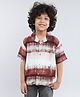 Taffykids Rayon Half Sleeves Tie Dye Oversized Shirt - Maroon & Multi Colour