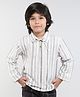 Taffykids Full Sleeves Striped Oversized Shirt - White & Brown SWAP