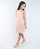 Taffykids Sleeveless Floral Foil Printed Halter Neck Dress - Peach
