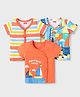 Babyhug 100% Cotton Knit Half Sleeves Front Open jhabla With Stripes & Nautical Print Pack Of 3 - Orange & Light Blue